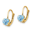 14k 5mm Heart Blue Topaz Leverback Earrings - Birthstone Company