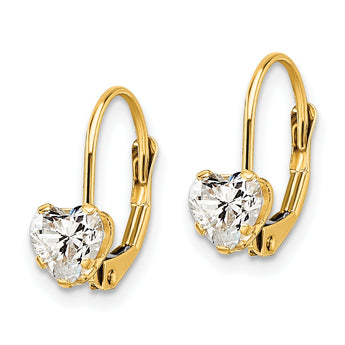 14k 5mm Heart Cubic Zirconia Leverback Earrings - Birthstone Company