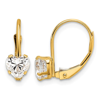 14k 5mm Heart Cubic Zirconia Leverback Earrings - Birthstone Company