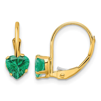 14k 5mm Heart Mount St. Helens Leverback Earrings - Birthstone Company