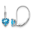 14k White Gold 5mm Heart Blue Topaz Leverback Earrings - Birthstone Company