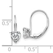 14k White Gold 5mm Heart Cubic Zirconia Leverback Earrings