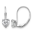 14k White Gold 5mm Heart Cubic Zirconia Leverback Earrings - Birthstone Company