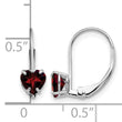14k White Gold 5mm Heart Garnet Leverback Earrings - Birthstone Company