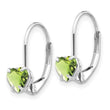 14k White Gold 5mm Heart Peridot Leverback Earrings - Birthstone Company