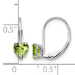 14k White Gold 5mm Heart Peridot Leverback Earrings - Birthstone Company
