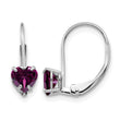14k White Gold 5mm Heart Rhodolite Garnet Leverback Earrings - Birthstone Company