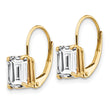 14k 7x5mm Emerald Cut Cubic Zirconia Leverback Earrings - Birthstone Company