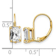 14k 7x5mm Emerald Cut Cubic Zirconia Leverback Earrings - Birthstone Company