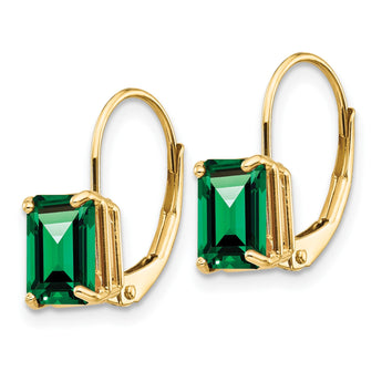 14k 7x5mm Emerald Cut Mount St. Helens Leverback Earrings - Birthstone Company