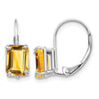 14k White Gold 7x5mm Emerald Cut Citrine Earrings - Birthstone Company