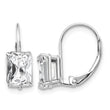 14k White Gold 7x5mm Emerald Cut Cubic Zirconia Earrings - Birthstone Company