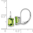 14k White Gold 7x5mm Emerald Cut Peridot Leverback Earrings