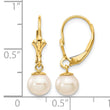 14K 6-7mm White Round Freshwater Cultured Pearl Leverback Earrings - Birthstone Company