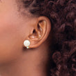 14k 10-11mm White Button FW Cultured Pearl .2ct Diamond Post Earrings - Birthstone Company