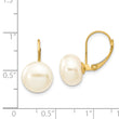 14K 10-11mm White Button Freshwater Cultured Pearl Leverback Earrings
