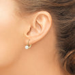 14k 5-6mm White Round FW Cultured Pearl AA Diamond Leverback Earrings - Birthstone Company