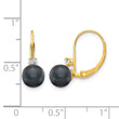 14k 6-7mm Black FW Cultured Pearl AA Diamond Leverback Earrings - Birthstone Company