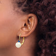14k 6-6.5mm White Round FW Cultured Pearl Sapphire Leverback Earrings - Birthstone Company