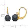 14k 7-8mm Black FW Cultured Pearl AA Diamond Leverback Earrings - Birthstone Company