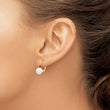 14k 7-7.5mm White Round FW Cultured Pearl Ruby Leverback Earrings - Birthstone Company