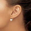 14k 7-7.5mm White Round FW Cultured Pearl Sapphire Leverback Earrings