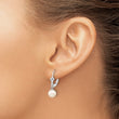 14k White Gold 6-7mm White Round Freshwater Cultured Pearl Dangle Leverback Earrings - Birthstone Company