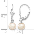 14k White Gold 6-7mm White Round Freshwater Cultured Pearl Dangle Leverback Earrings - Birthstone Company