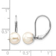 14k White Gold 7-8mm Round Freshwater Cultured Pearl Leverback Earrings - Birthstone Company