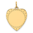 14k Etched .018 Gauge Engravable Heart Disc Charm