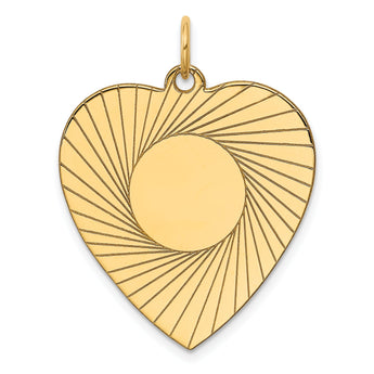 14k Etched .018 Gauge Engravable Heart Disc Charm