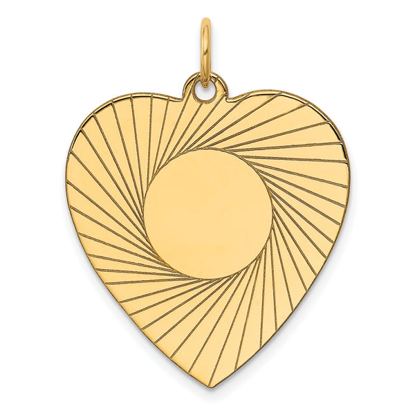 14k Etched .018 Gauge Engravable Heart Disc Charm
