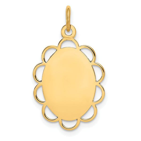 14k Plain .013 Gauge Engravable Flower Disc Charm