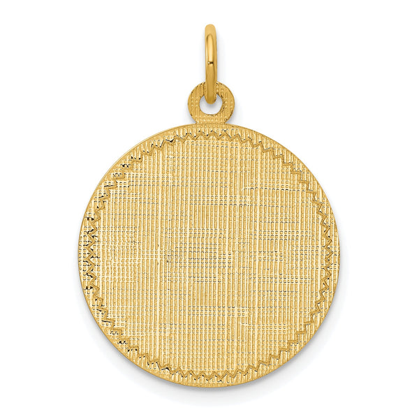 14k Patterned .013 Gauge Circular Engravable Disc Charm