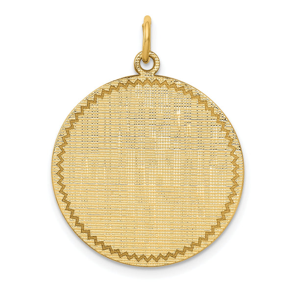 14k Patterned .018 Gauge Circular Engravable Disc Charm