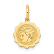 14k Boy Head on .009 Gauge Engravable Scalloped Disc Charm
