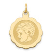 14k Boy Head on .013 Gauge Engravable Scalloped Disc Charm