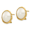 14k 14-15mm White Freshwater Cultured Mabe Pearl Omega Back Earrings