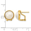 14k 10-11mm White Freshwater Cultured Mabe Pearl Omega Back Earrings - Birthstone Company