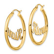 14K Polished Name Plate Hoop Earrings