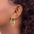 14K Polished and Diamond Cut Name Plate Hoop Earrings