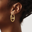 14K Satin and Diamond Cut Name Plate Hoop Earrings