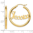 14K Satin and Diamond Cut Name Plate Hoop Earrings