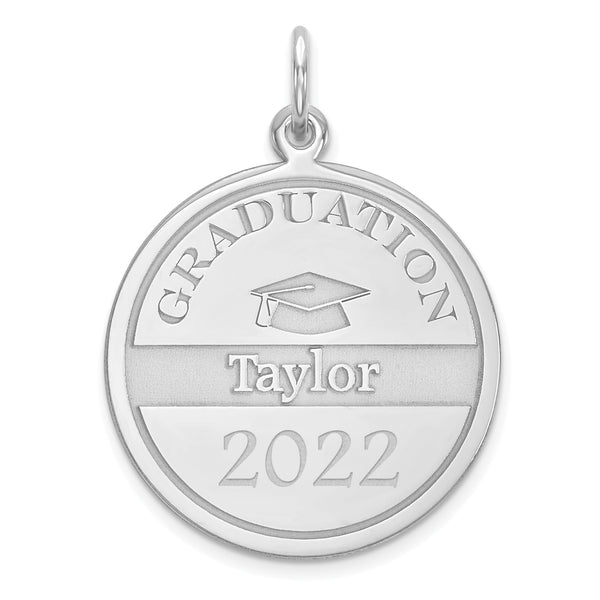 14k White Gold Personalized Graduation Charm