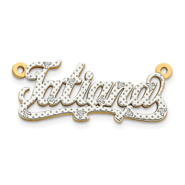 14KY and Rhodium 3D Diamond Name Plate