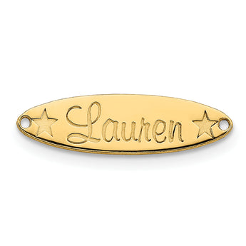 14K Small Oval with Stars Name Plate