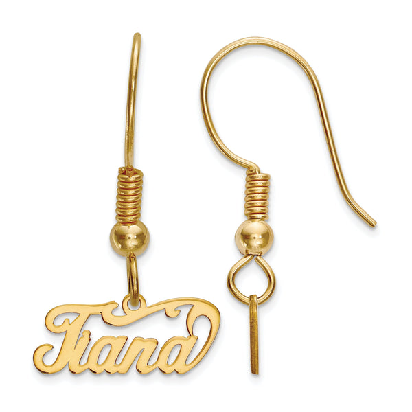 14K Name Plate Dangle Earrings