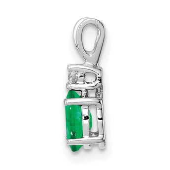 14k White Gold Emerald Diamond pendant