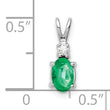 14k White Gold Emerald Diamond pendant