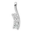 14K White Gold AA Diamond Three Stone Curved Bar Pendant